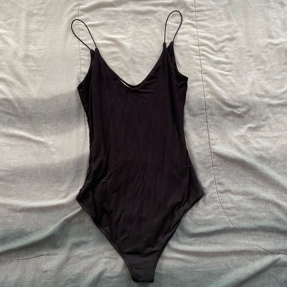 Black Bodysuit with Rose Detail - Picture 2 of 4